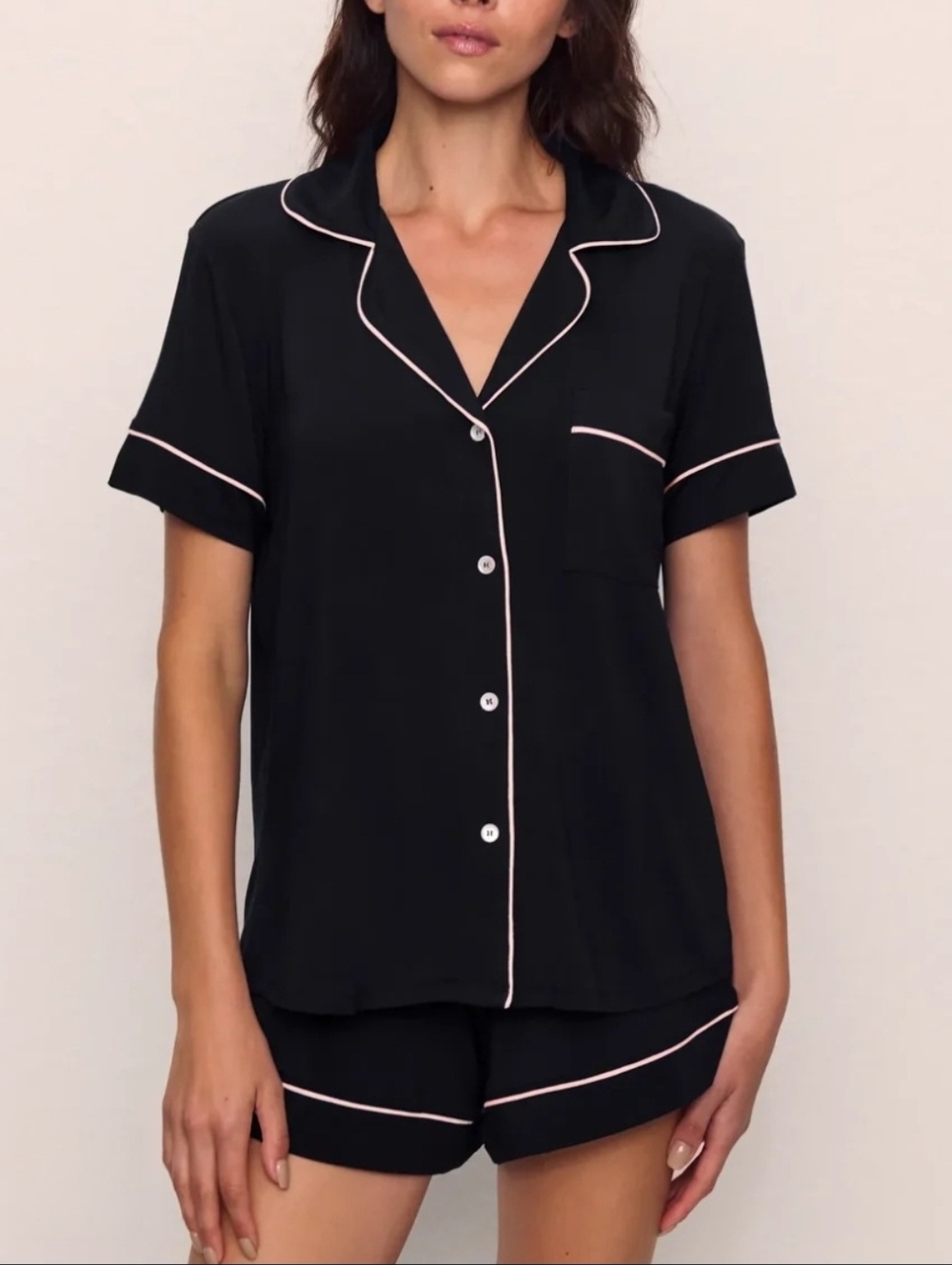 Eberjey Gisele Relaxed Short PJ Set Size Small NWT Black/White